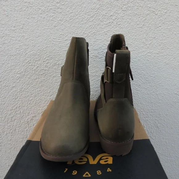 NEW Teva Ellery Ankle boots leather waterproof olive SIZE 5 DARK OLIVE NIB - Picture 8 of 8